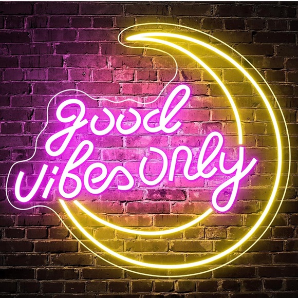 Good Vibes Only LED Neon Sign, Moon Wall Decor for Bedroom,Living Room - Picture 1 of 13